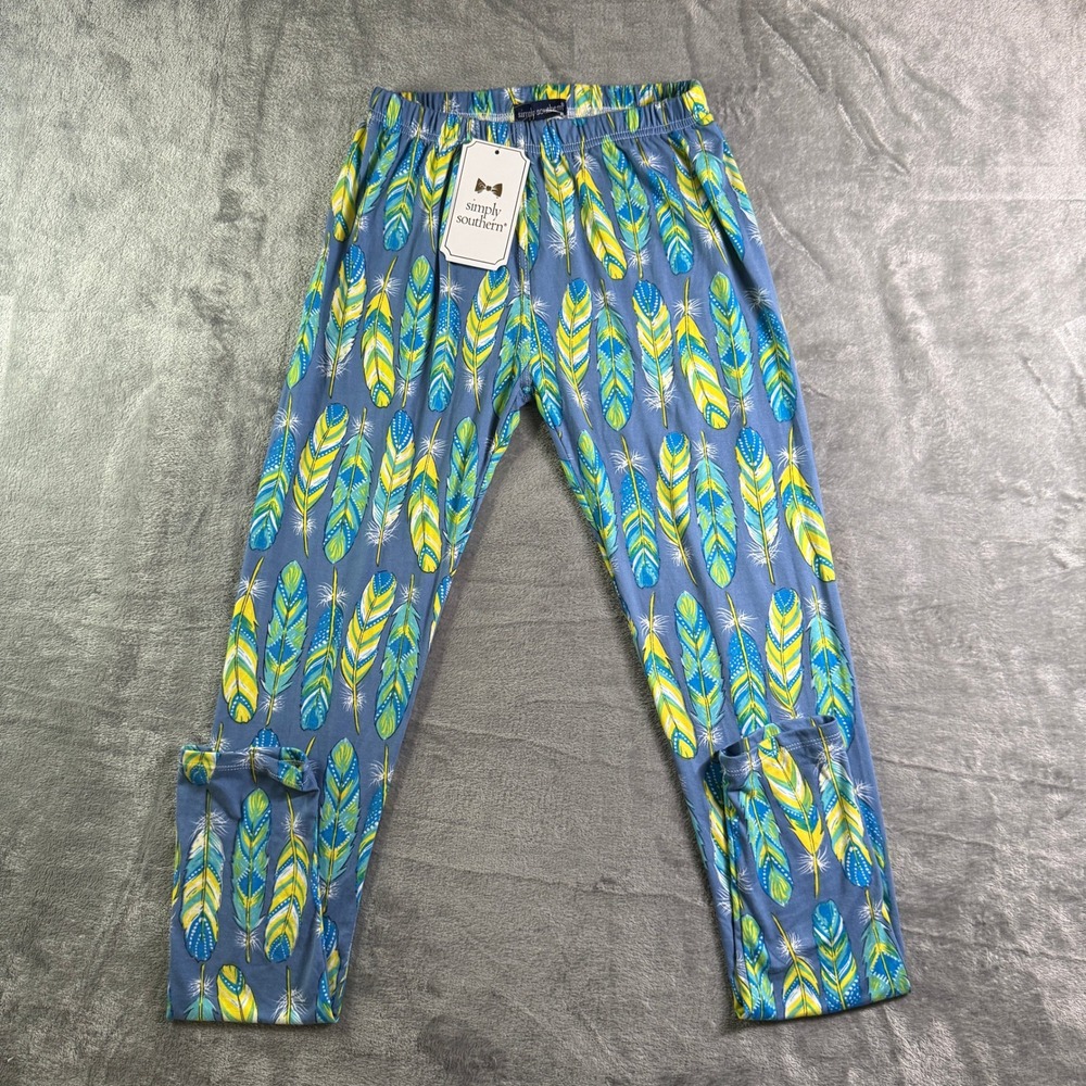 Simply Southern Feather Print Leggings Soft Stretch One Size Fits Most